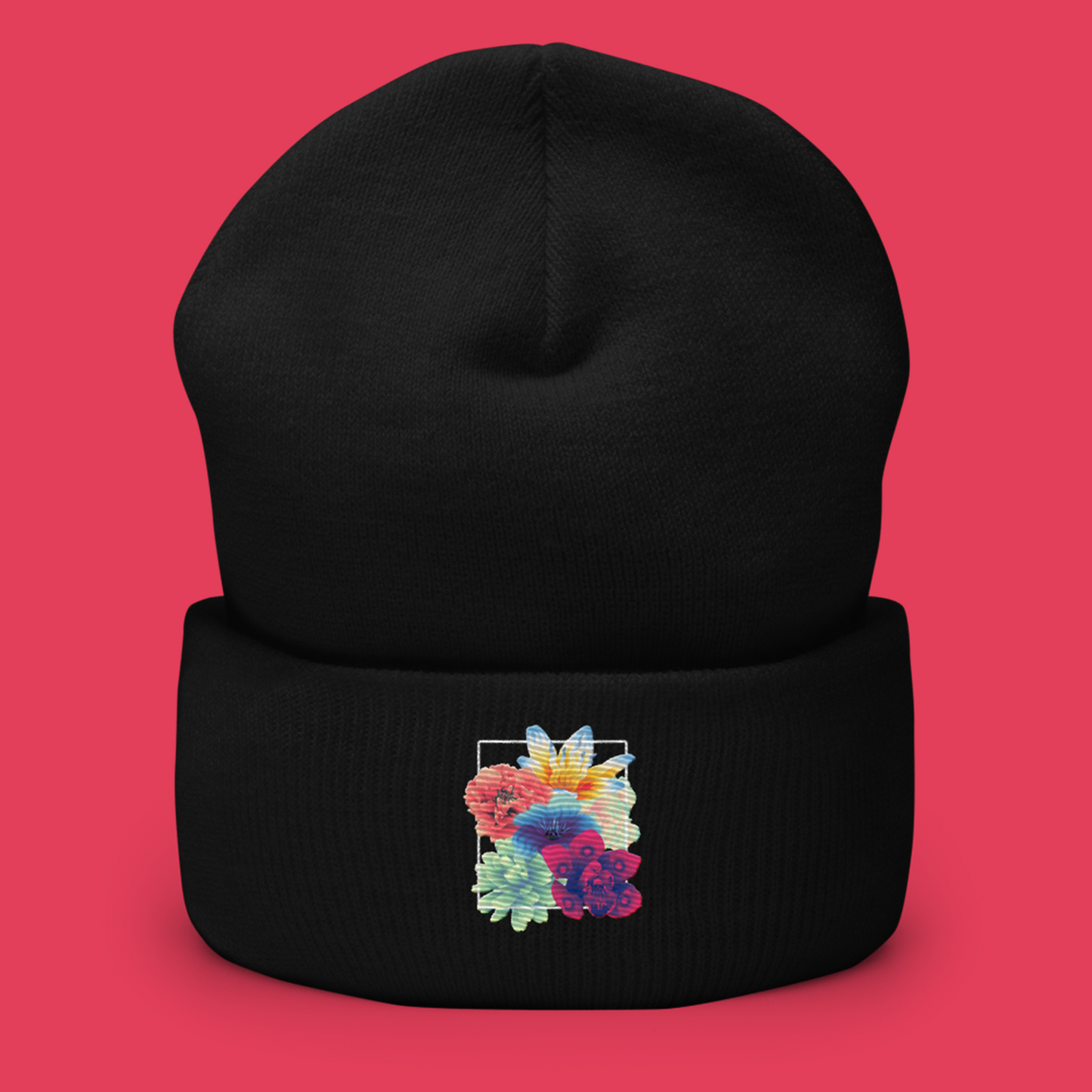 Gradient Flower Bouquet Embroidered Beanie