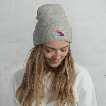 Gradient Flower Bouquet Embroidered Beanie