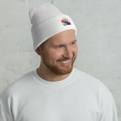 Gradient Flower Bouquet Embroidered Beanie