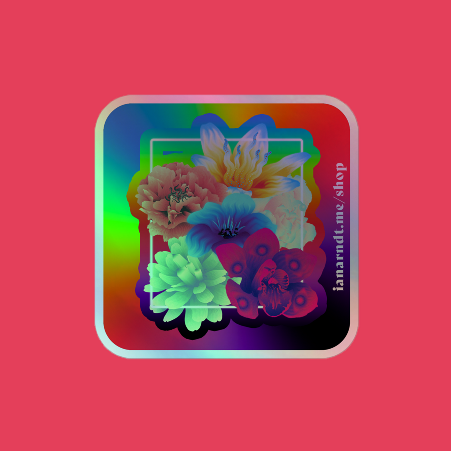 Gradient Flower Bouquet Holographic Sticker