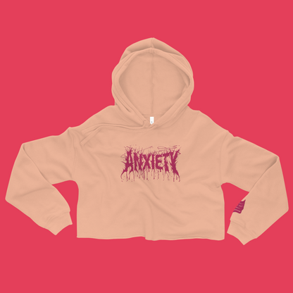 Anxiety Embroidered Crop Top Hoodie